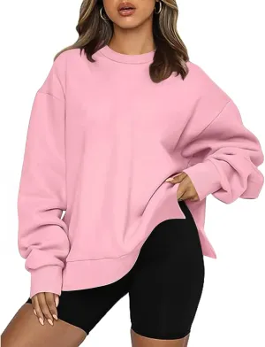 Ceboyel Women Crew Neck Oversized Sweatshirt Long Sleeve Causal Shirts Tops Solid Color Fall Sweater Trendy Y2K Clothes 2023