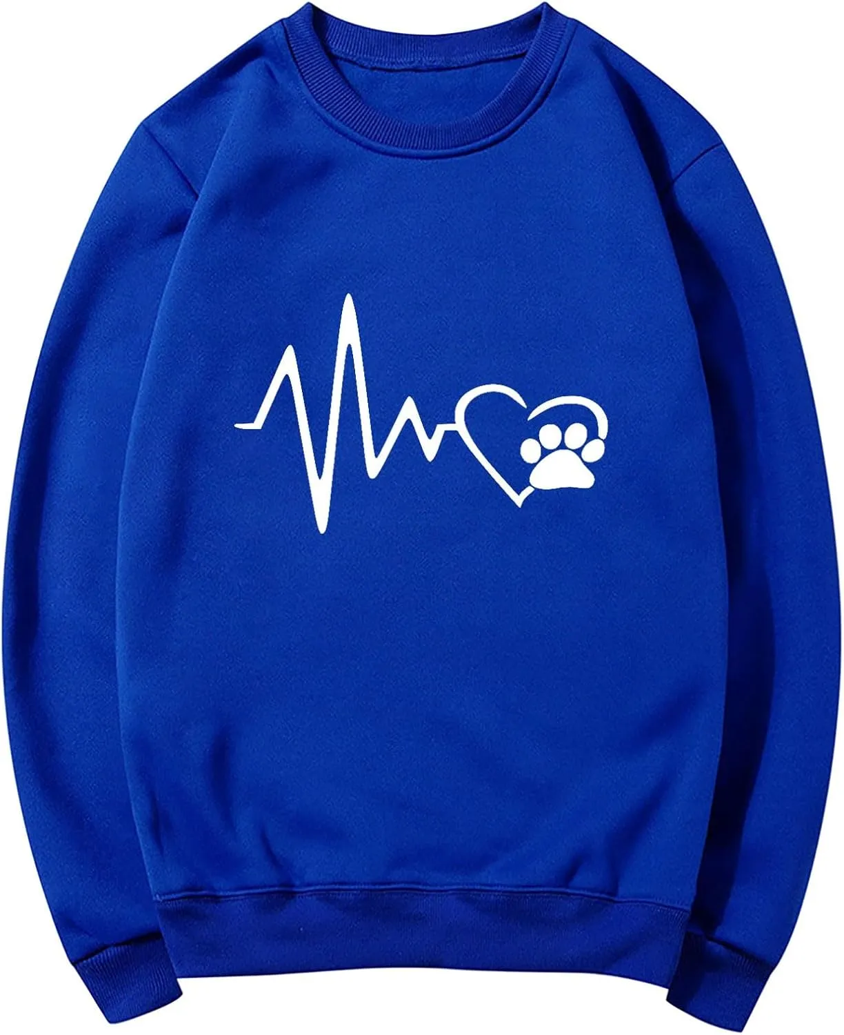 Ceboyel Women Heartbeat Print Crewneck Sweatshirt Long Sleeve Pullover Tops Shirts Sweater Cute Trendy Loose Fit Clothing