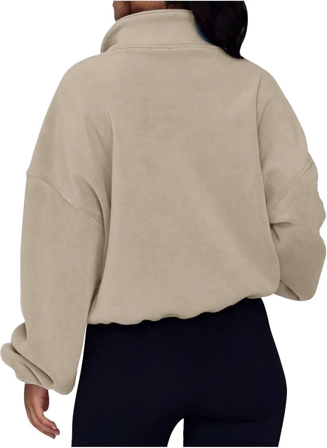 Ceboyel Womens Oversized Sweatshirt 2023 Half Zip Pullover Sweaters Drawstring Cropped Hoodie Trendy Y2K Teen Girls Clothes