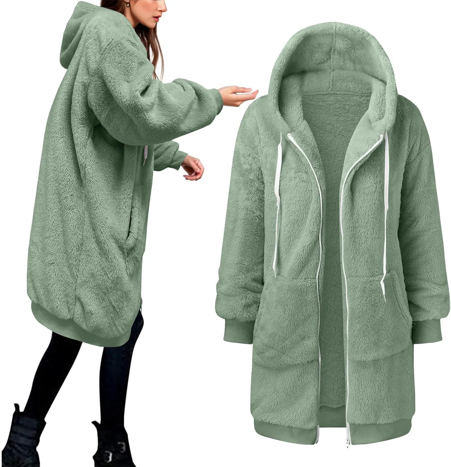 Ceboyel Womens Sherpa Fleece Lined Jackets Full Zip Up Oversized Hoodie Casual Sweatshirt Fall Winter Clothing 2023