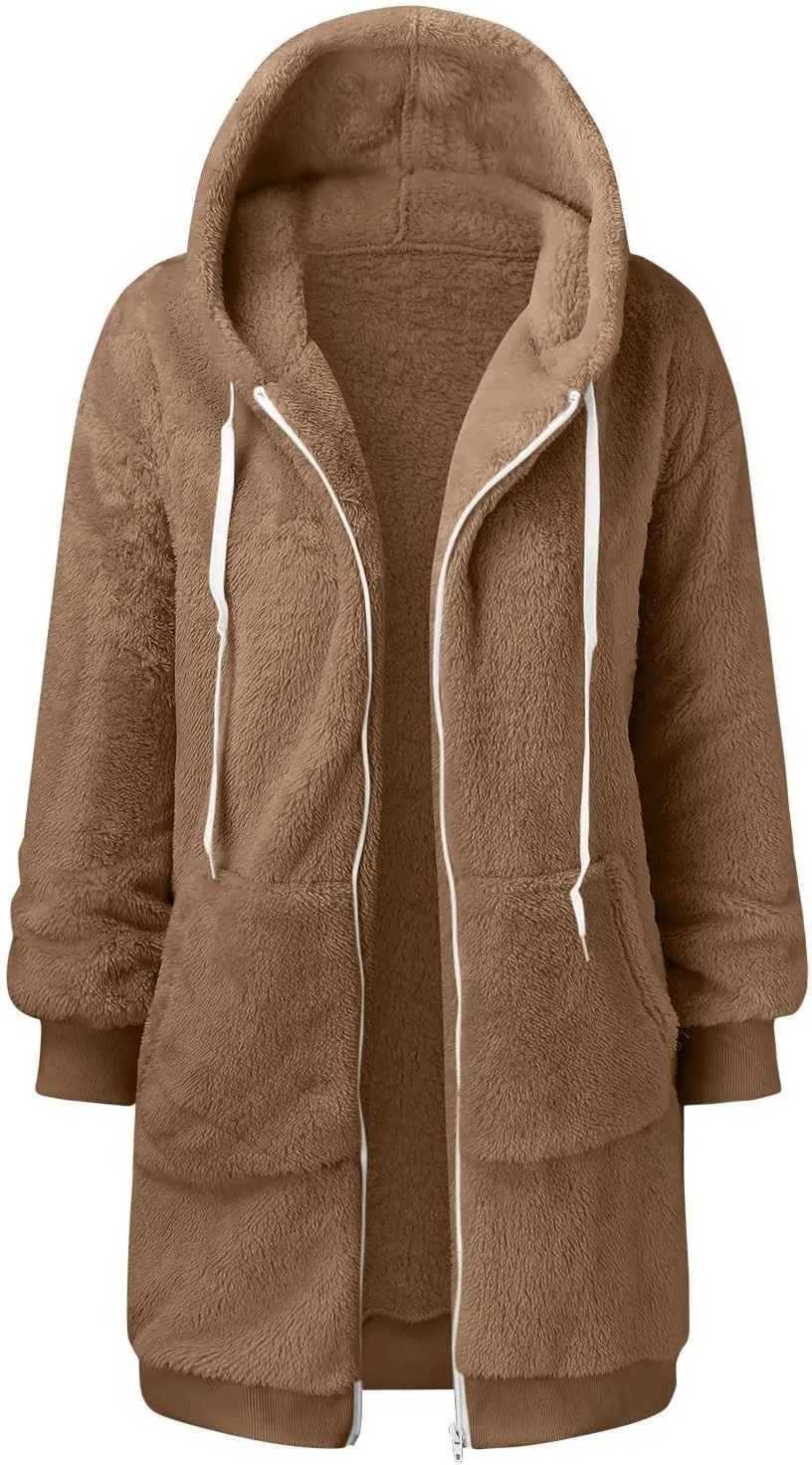 Ceboyel Womens Sherpa Fleece Lined Jackets Full Zip Up Oversized Hoodie Casual Sweatshirt Fall Winter Clothing 2023