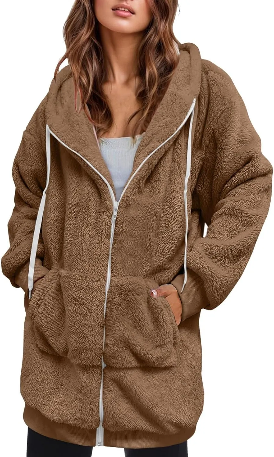 Ceboyel Womens Sherpa Fleece Lined Jackets Full Zip Up Oversized Hoodie Casual Sweatshirt Fall Winter Clothing 2023