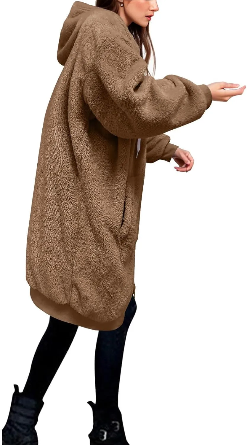 Ceboyel Womens Sherpa Fleece Lined Jackets Full Zip Up Oversized Hoodie Casual Sweatshirt Fall Winter Clothing 2023