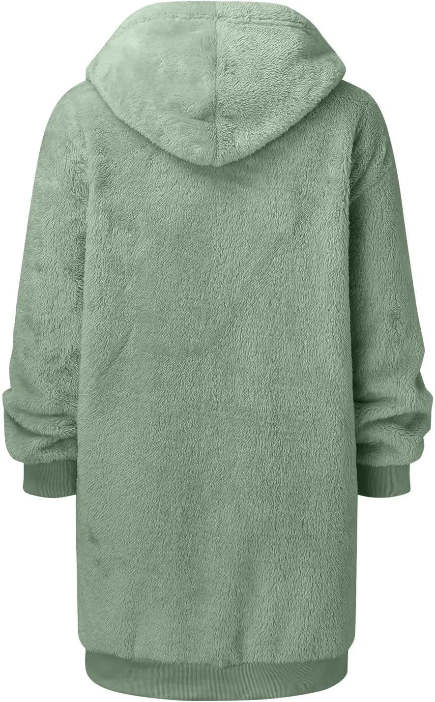 Ceboyel Womens Sherpa Fleece Lined Jackets Full Zip Up Oversized Hoodie Casual Sweatshirt Fall Winter Clothing 2023