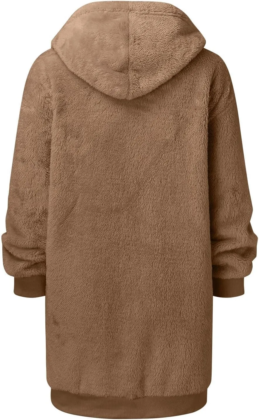 Ceboyel Womens Sherpa Fleece Lined Jackets Full Zip Up Oversized Hoodie Casual Sweatshirt Fall Winter Clothing 2023