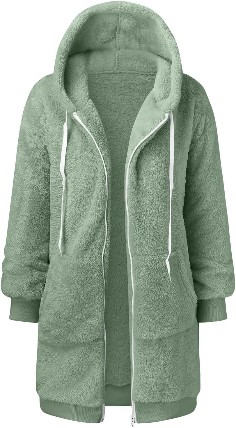 Ceboyel Womens Sherpa Fleece Lined Jackets Full Zip Up Oversized Hoodie Casual Sweatshirt Fall Winter Clothing 2023