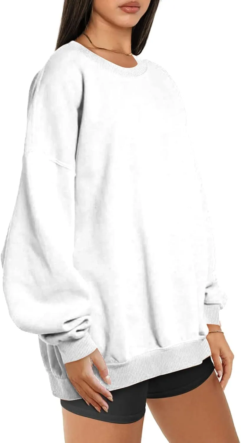 Ceboyel Womens Solid Color Crewneck Sweatshirt Oversized Comfort Pullover Sweater Trendy Fall Tops 2023 Fashion Outfits