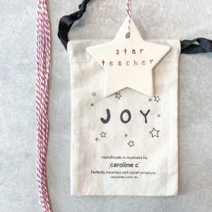 Ceramic Christmas Star Ornament 'star teacher' red