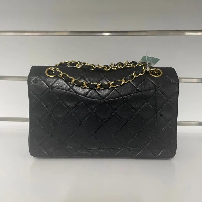 Chanel Classic Double Flap Shoulder Bag,Black,Leather