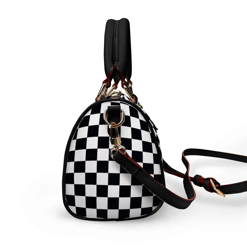 Checkered Handbag Shoulder Bags Faux Leather Handbags with Removable Strap