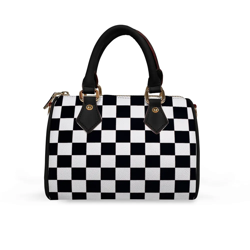 Checkered Handbag Shoulder Bags Faux Leather Handbags with Removable Strap