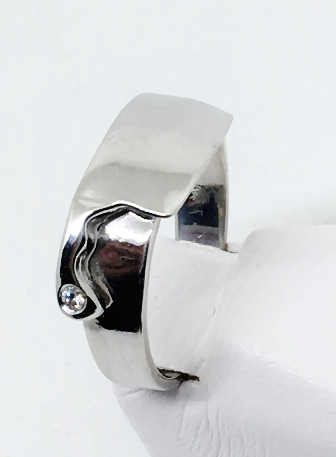 Chef's Cleaver Ring in Sterling Silver with Diamond Accent