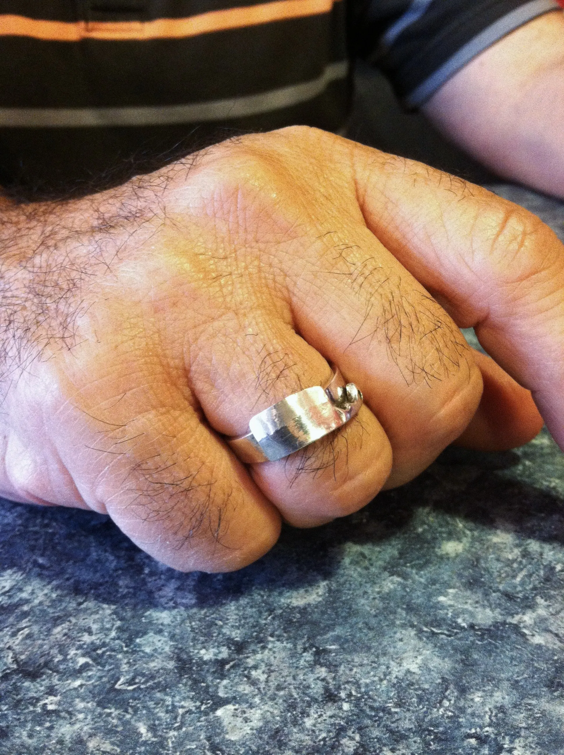 Chef's Cleaver Ring in Sterling Silver with Diamond Accent