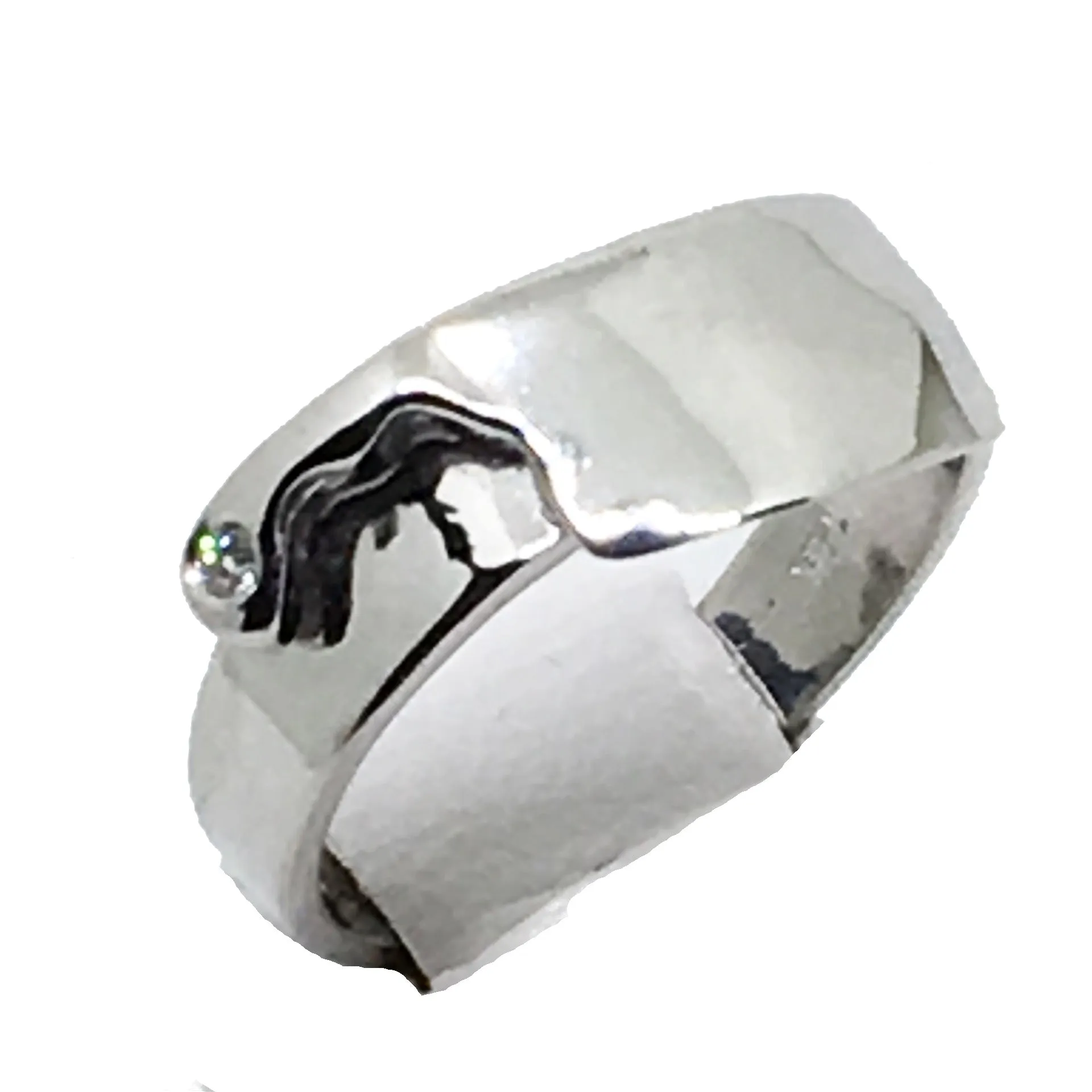 Chef's Cleaver Ring in Sterling Silver with Diamond Accent