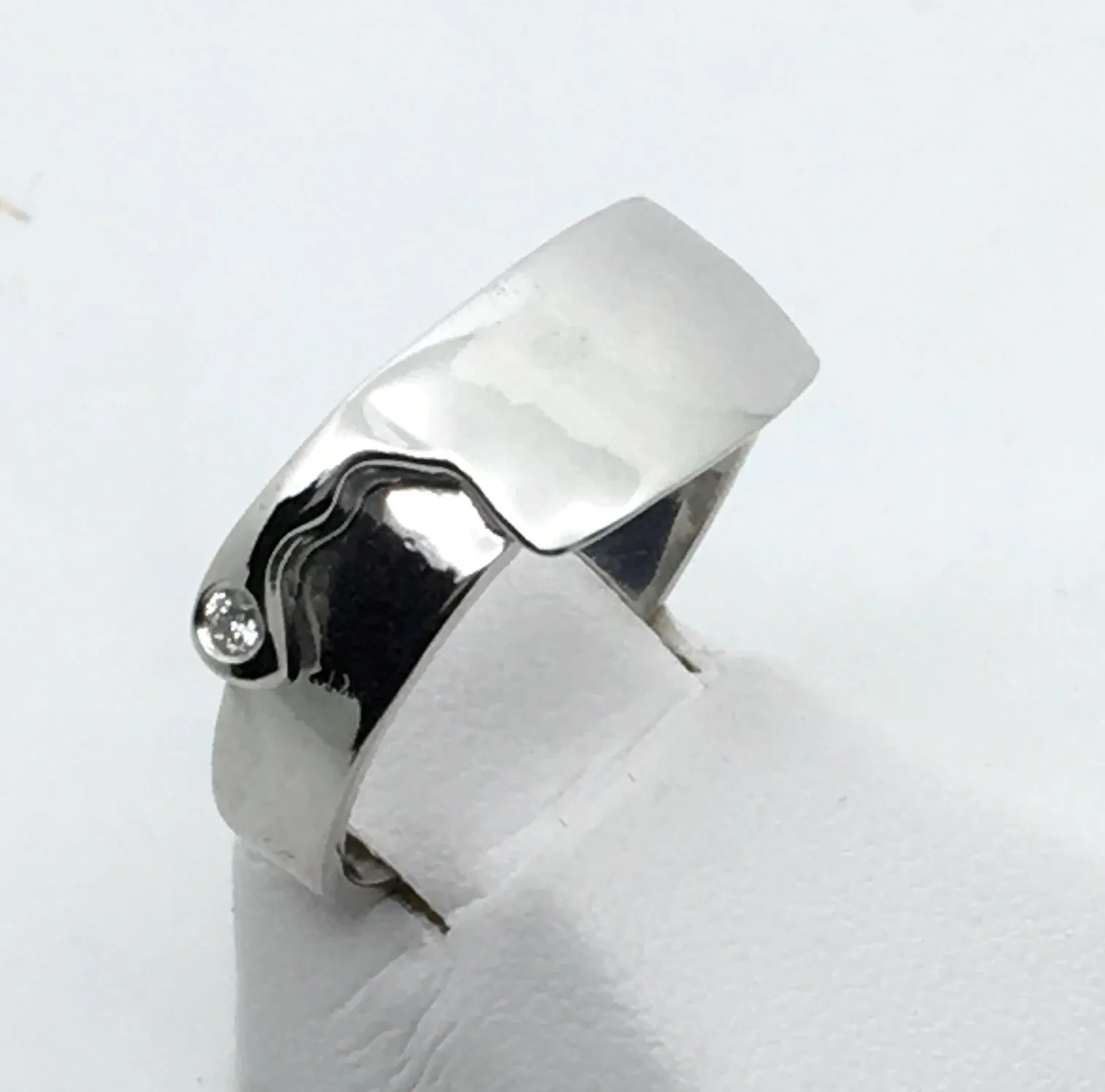 Chef's Cleaver Ring in Sterling Silver with Diamond Accent