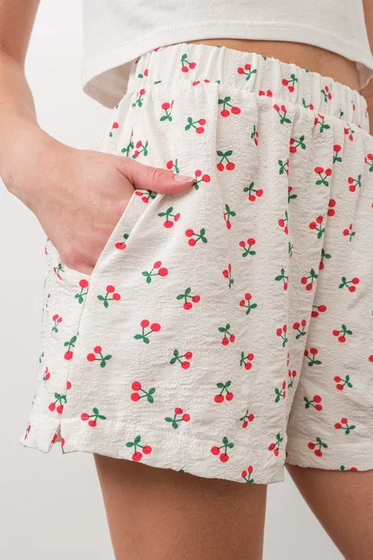 Cherry Print Shorts