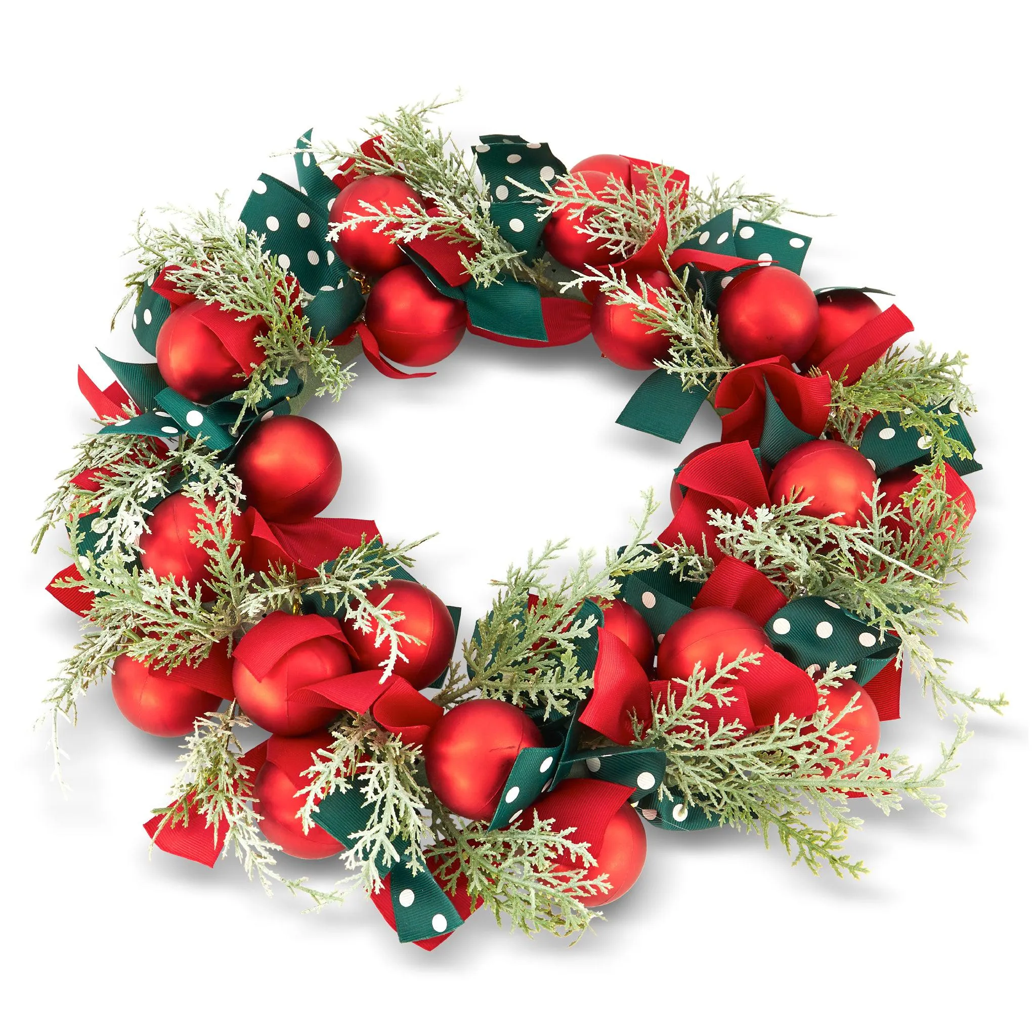 Christmas Baubles, Bows & Foliage Door Wreath 40cm