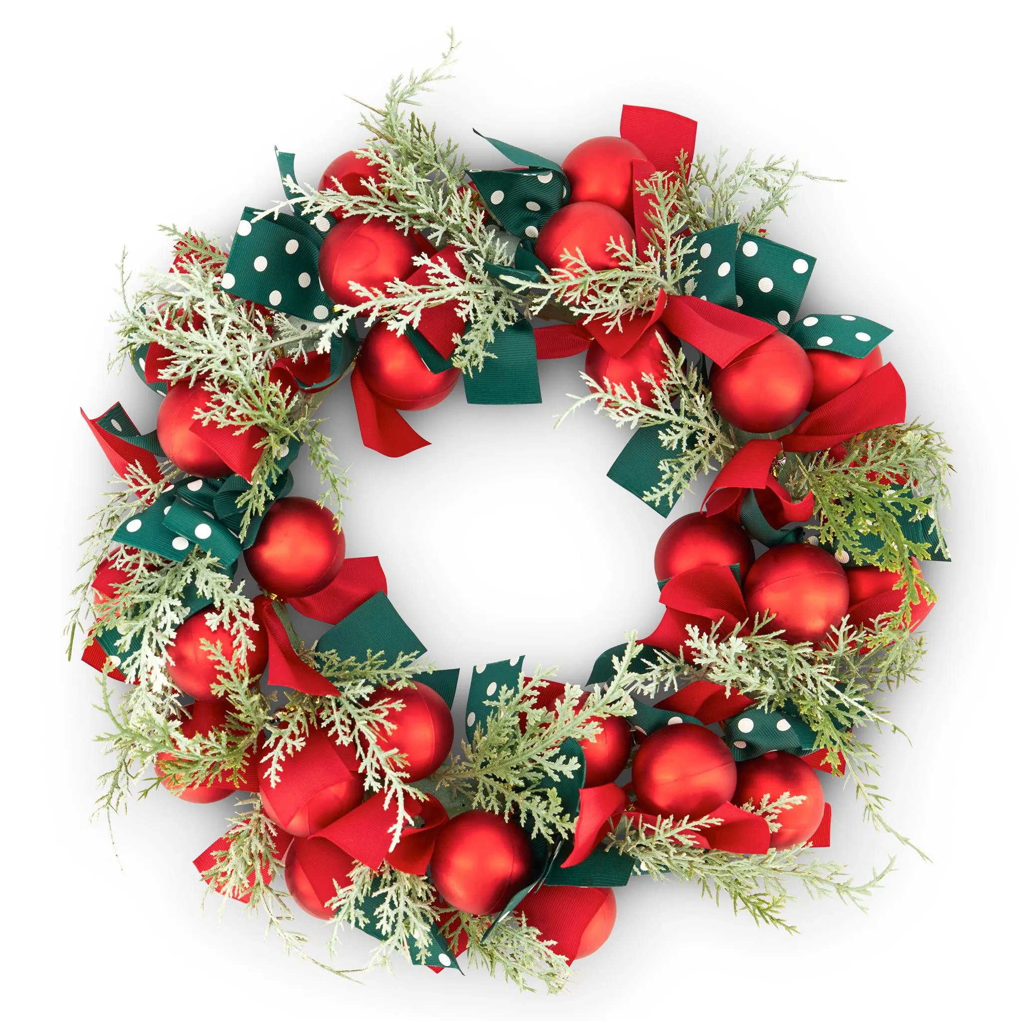 Christmas Baubles, Bows & Foliage Door Wreath 40cm