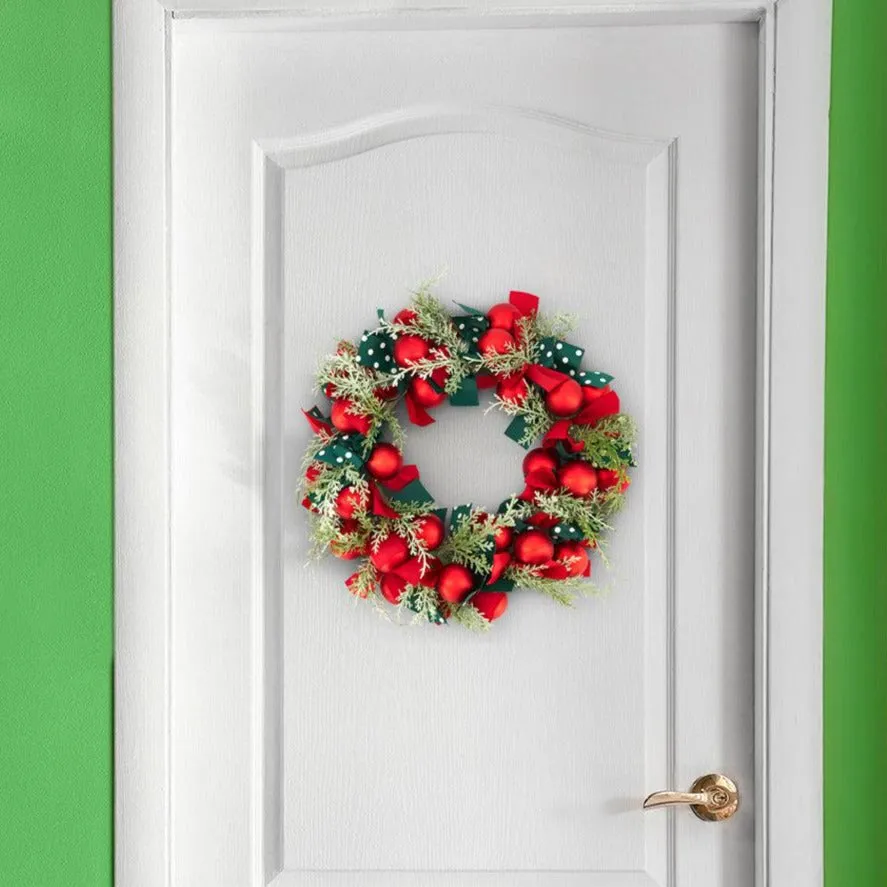 Christmas Baubles, Bows & Foliage Door Wreath 40cm