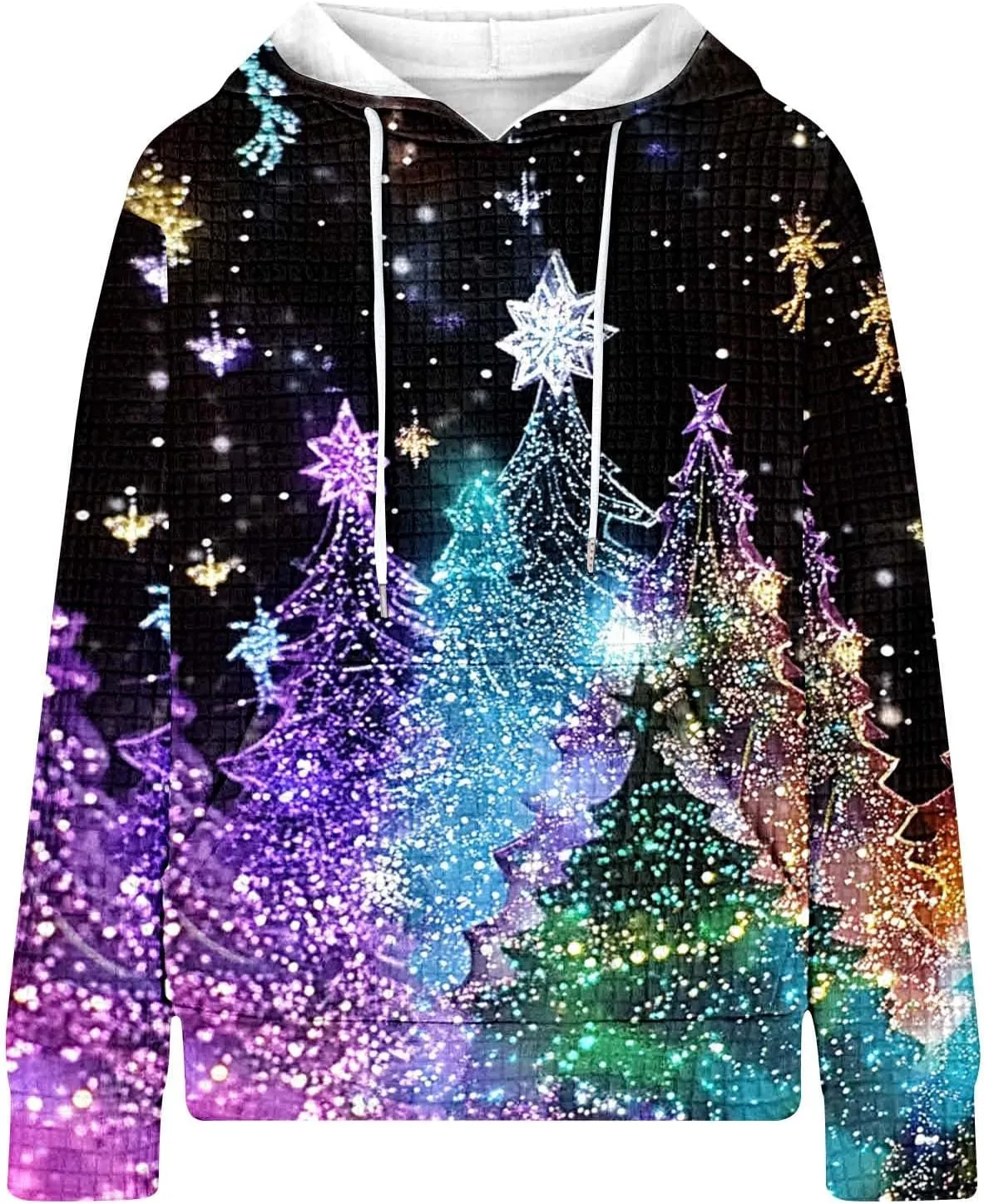 Christmas Hoodies for Women Glitter Xmas Tree Graphic Long Sleeve Sweatshirts Oversized Casual Funny Holiday Pullover