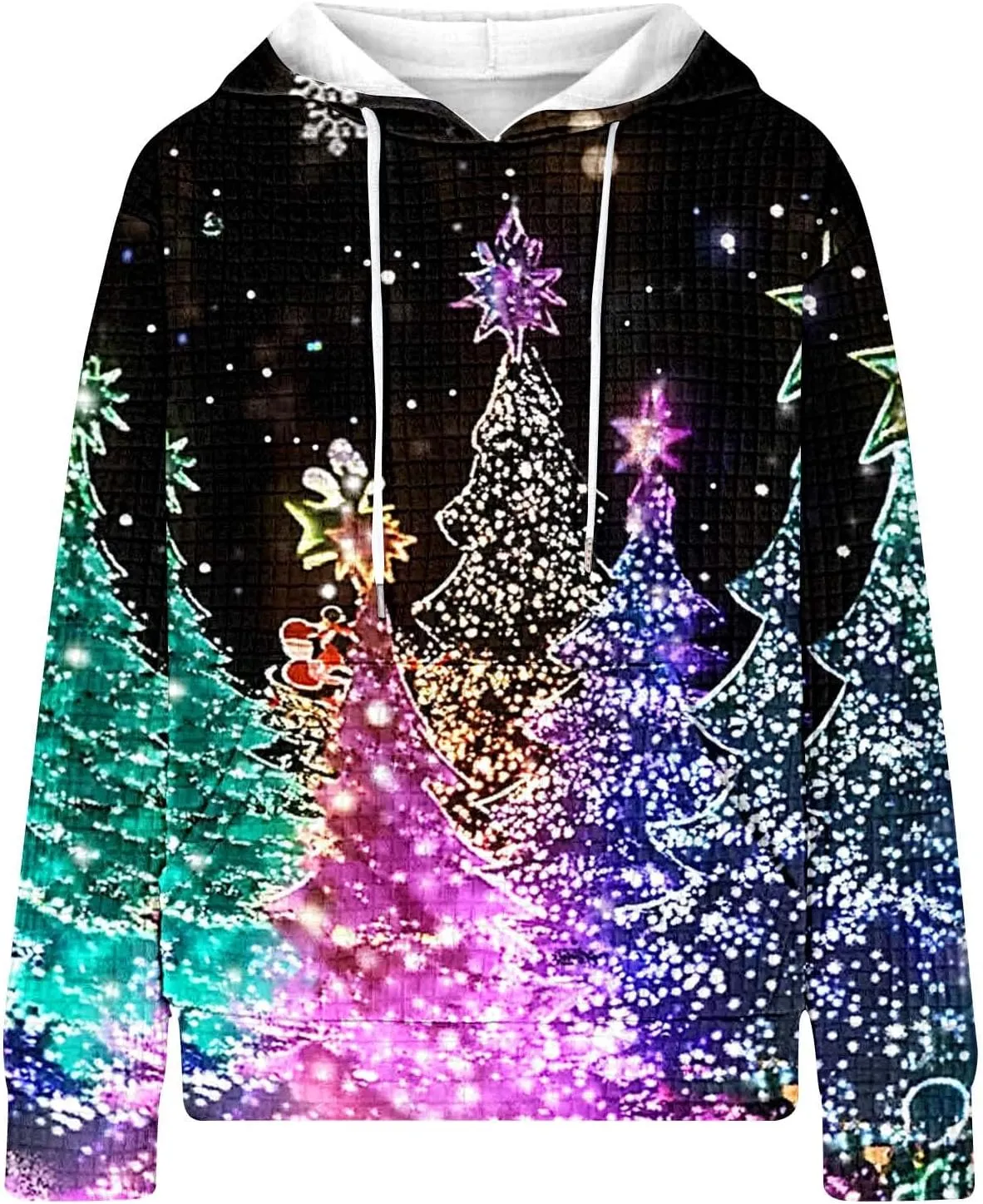 Christmas Hoodies for Women Glitter Xmas Tree Graphic Long Sleeve Sweatshirts Oversized Casual Funny Holiday Pullover