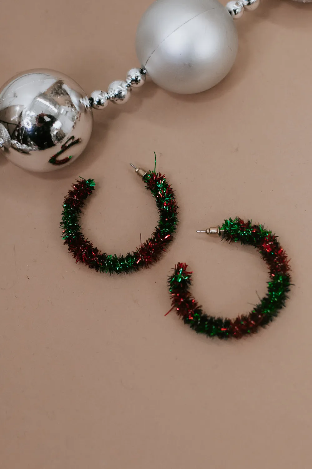 Christmas Tensel Wreath Hoops, Multi