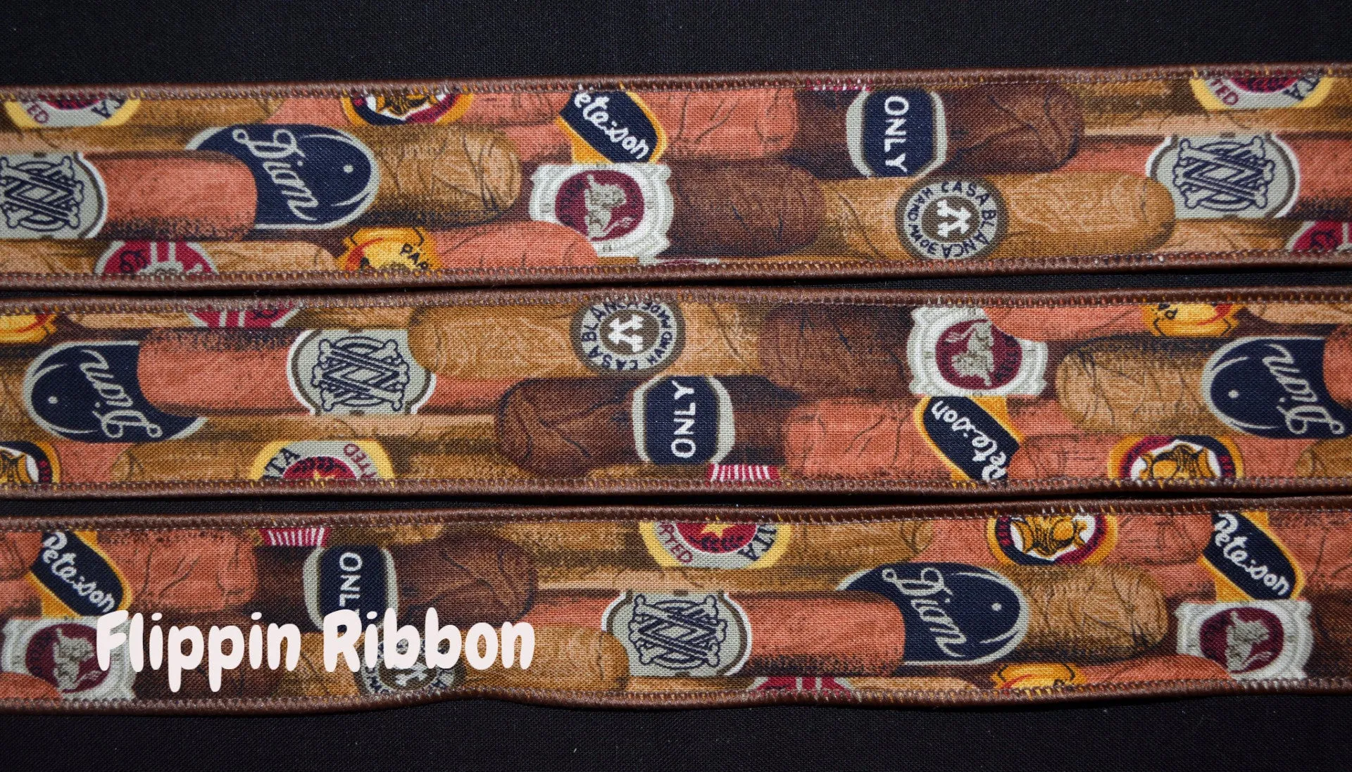Cigar Ribbon - 1 3/8 inch Cotton Wired Ribbon