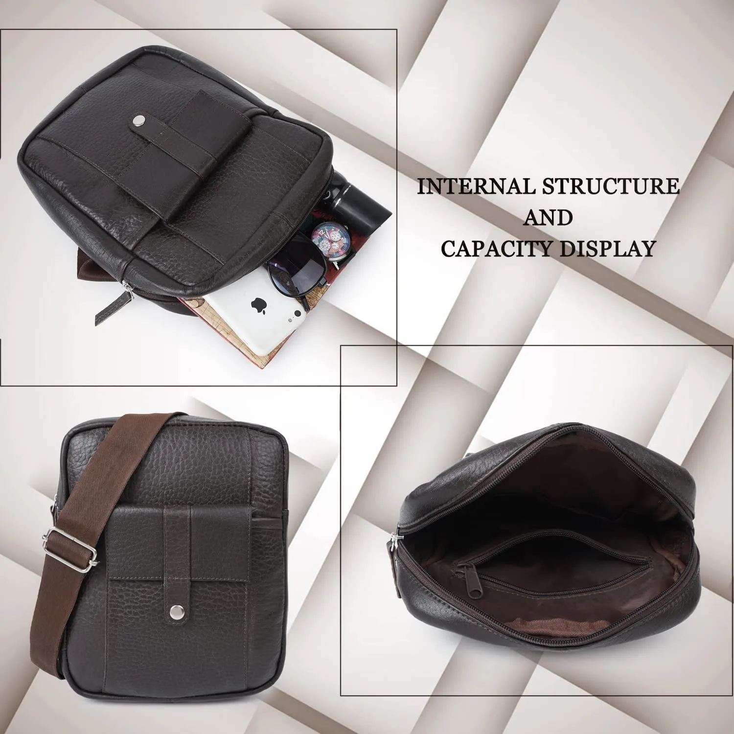 CIMONI® Premium Genuine Leather Sling Bag Stylish Unique Design Side Purse Daytrip Bag Short Trip Trendy Travel Crossbody Bag