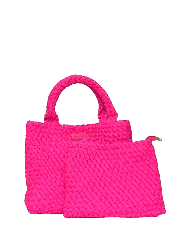 Classic Woven Tote Neon Pink Solid