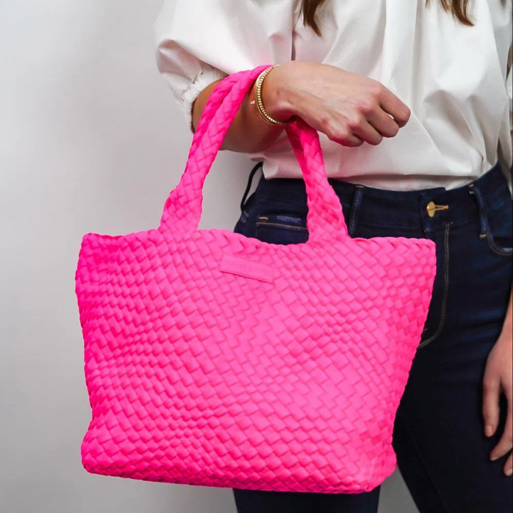 Classic Woven Tote Neon Pink Solid