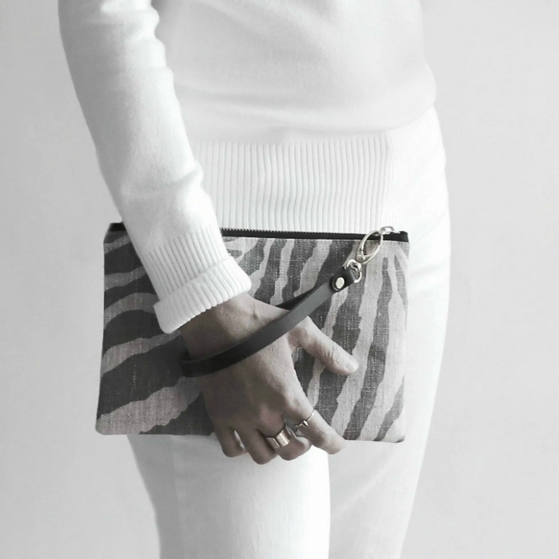 Clutch Bag in Zebra Print Linen