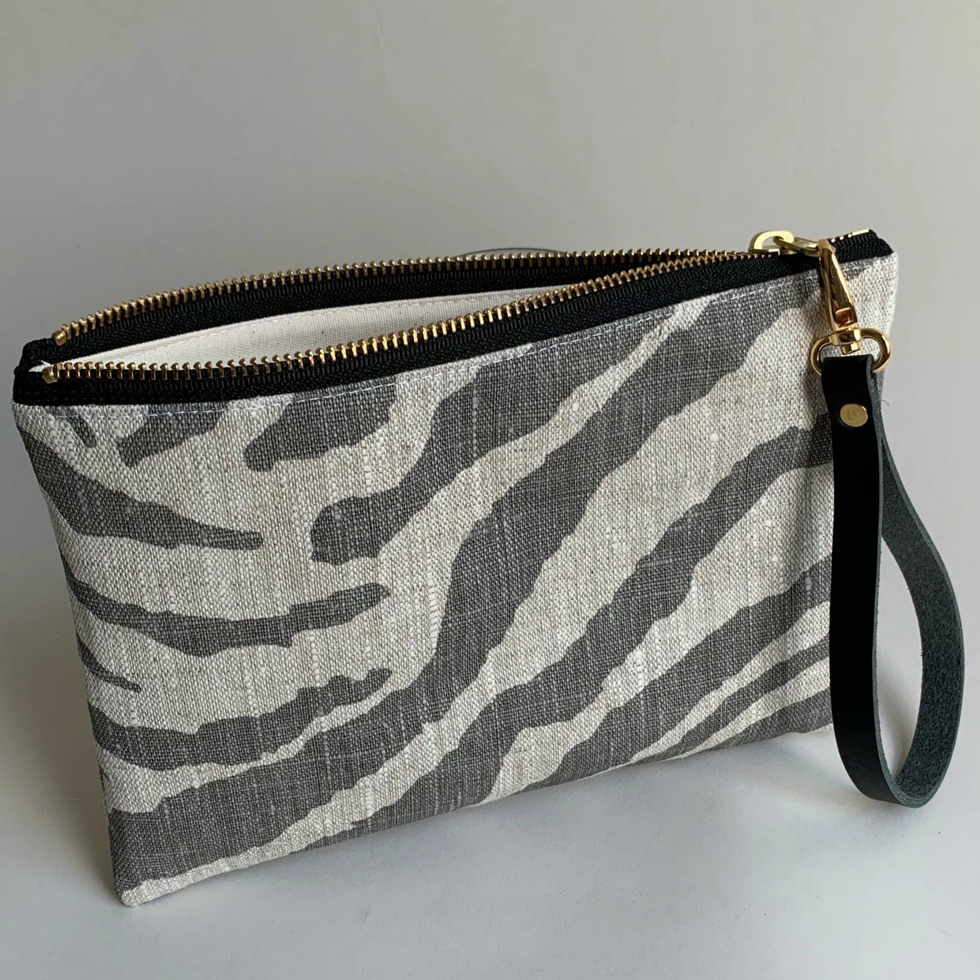 Clutch Bag in Zebra Print Linen