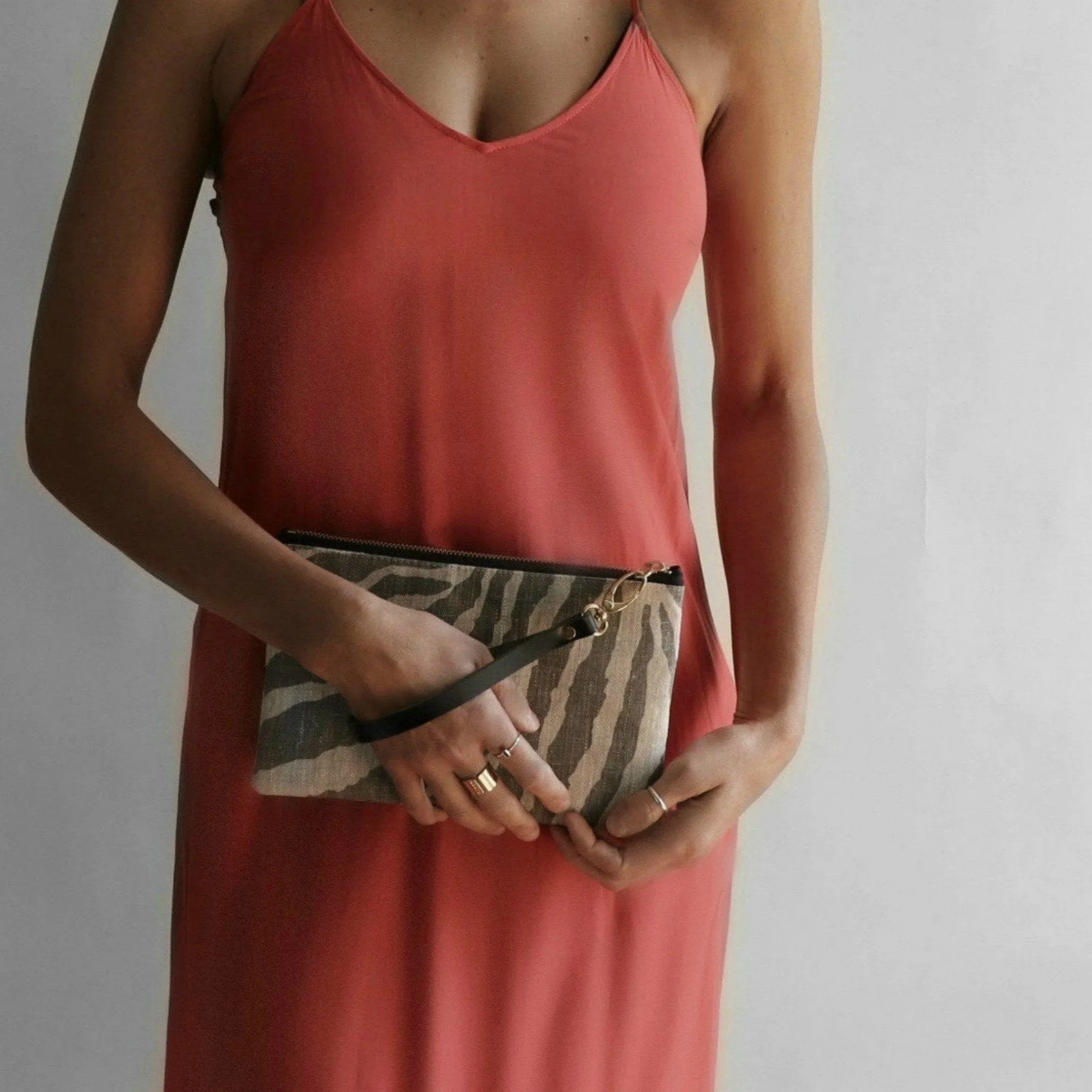 Clutch Bag in Zebra Print Linen