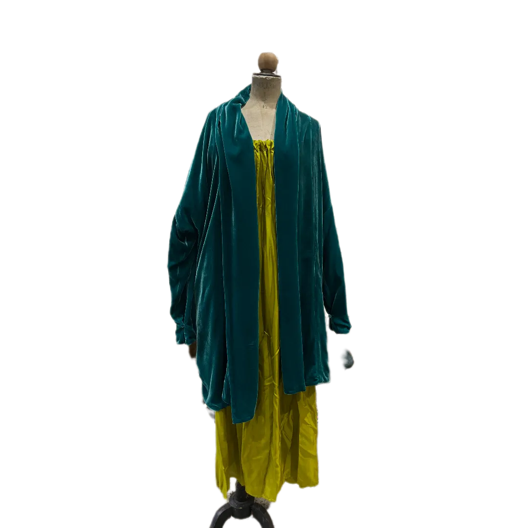 Cocoon coat (Silk velvet ) - Khaki Green