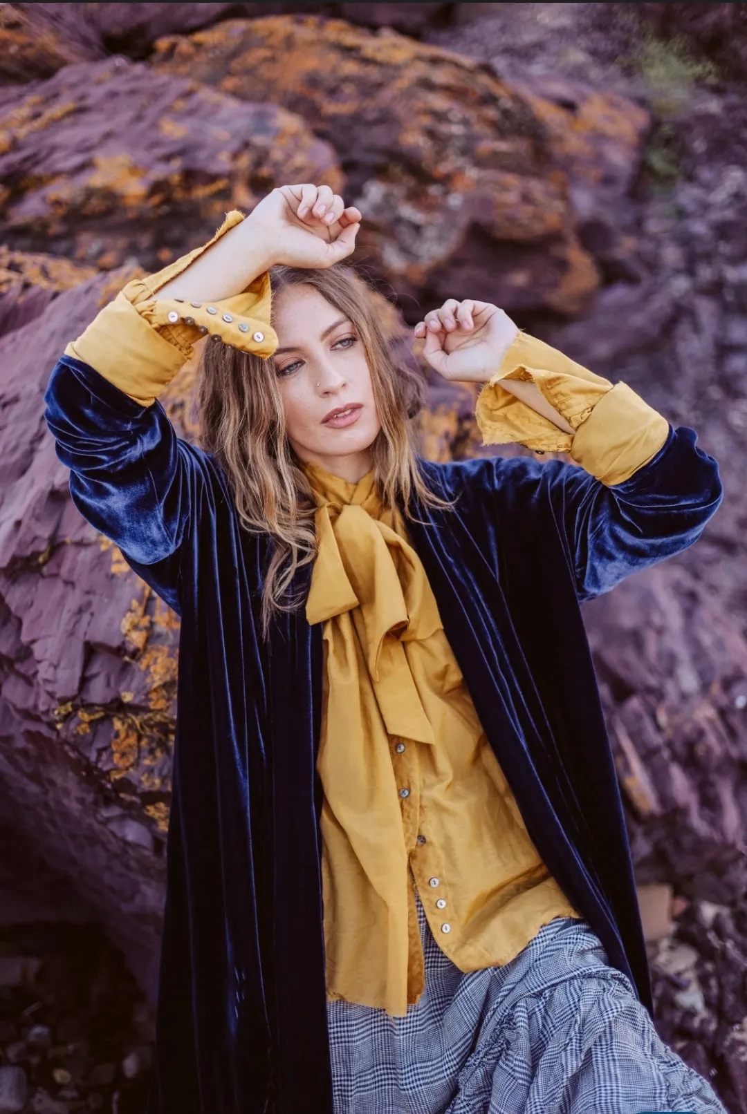 Cocoon coat (Silk velvet ) - Khaki Green