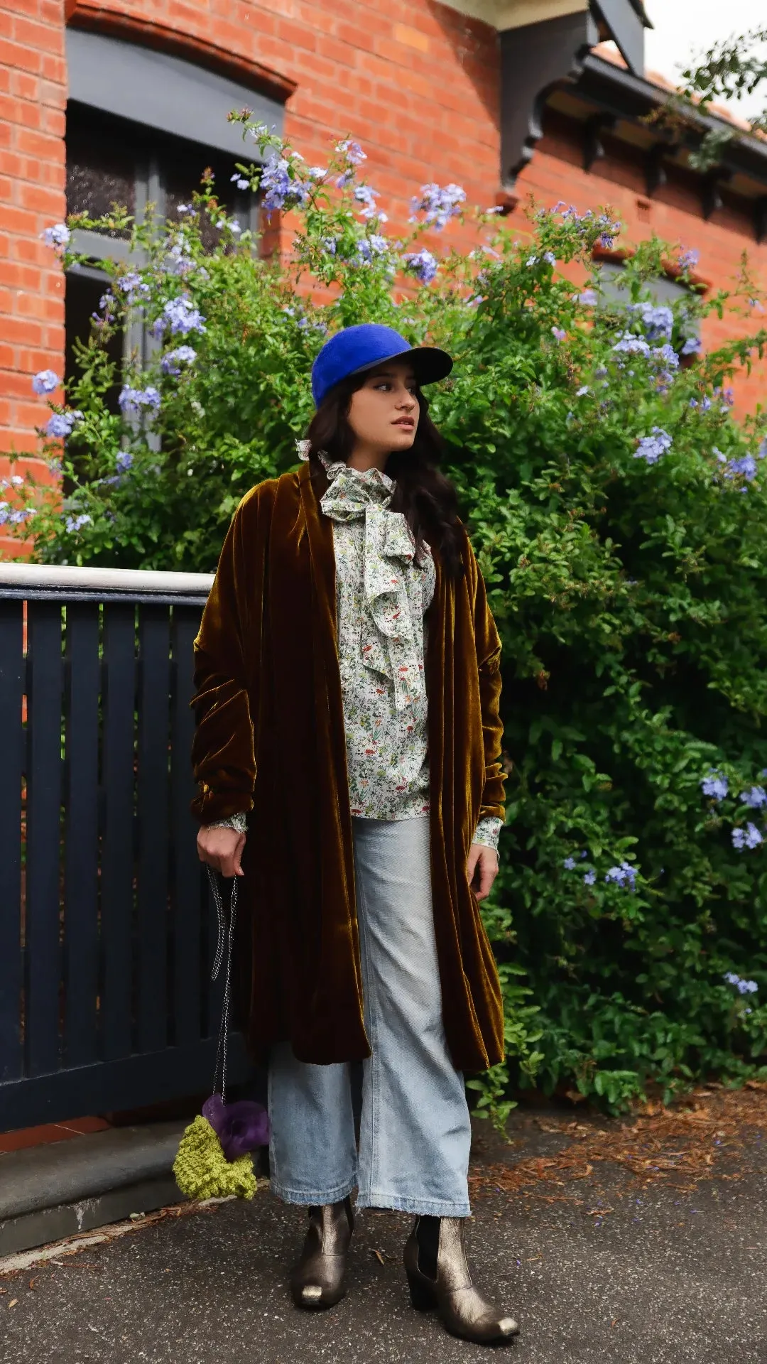 Cocoon coat (Silk velvet ) - Khaki Green