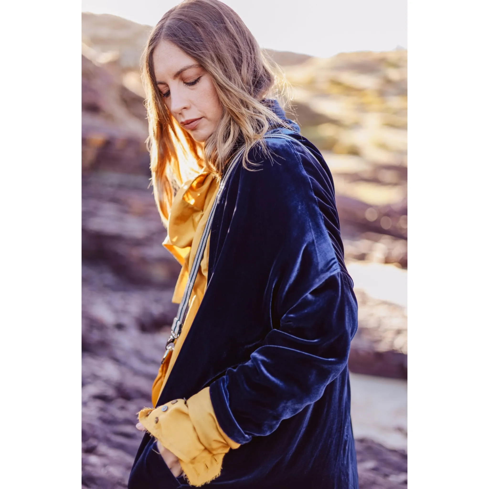 Cocoon coat (Silk velvet ) - Slate