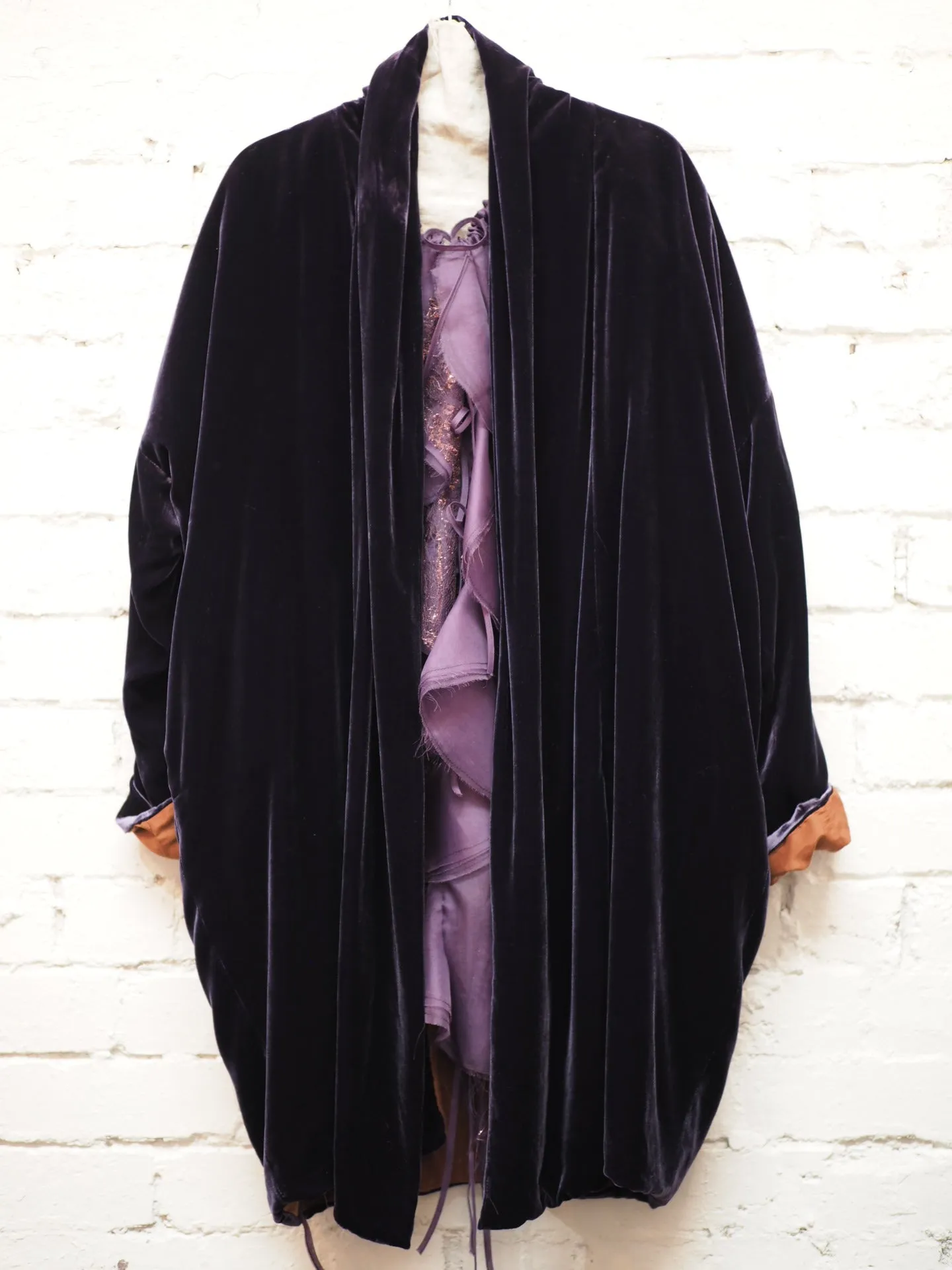 Cocoon coat (Silk velvet ) - Slate