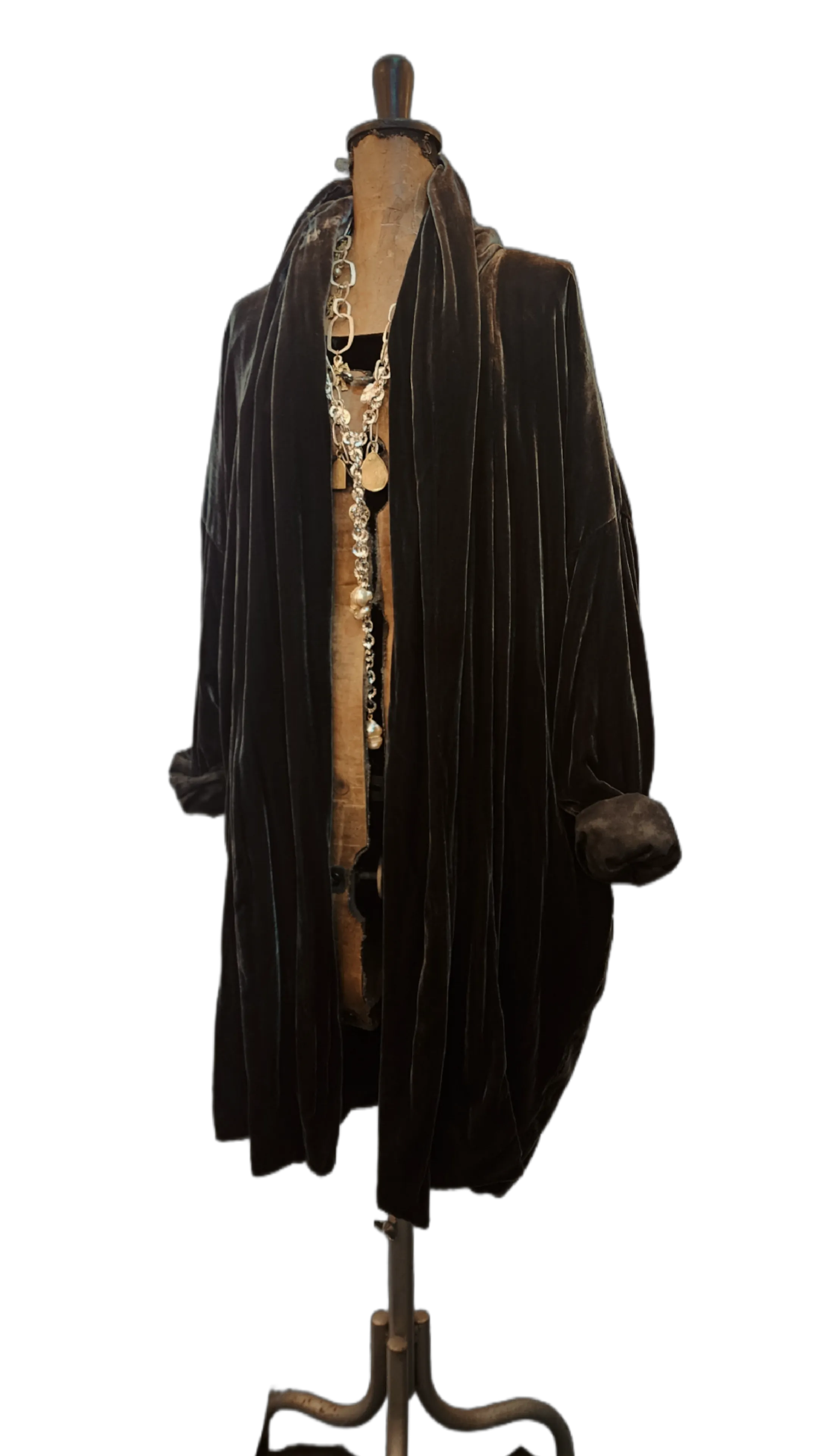 Cocoon coat (Silk velvet ) - Slate