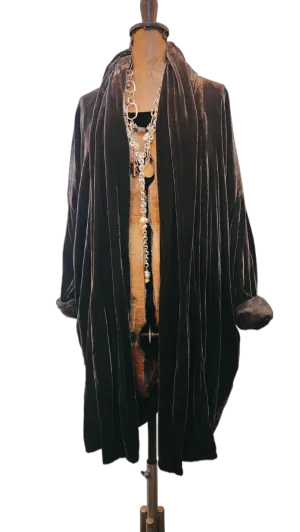 Cocoon coat (Silk velvet ) - Slate
