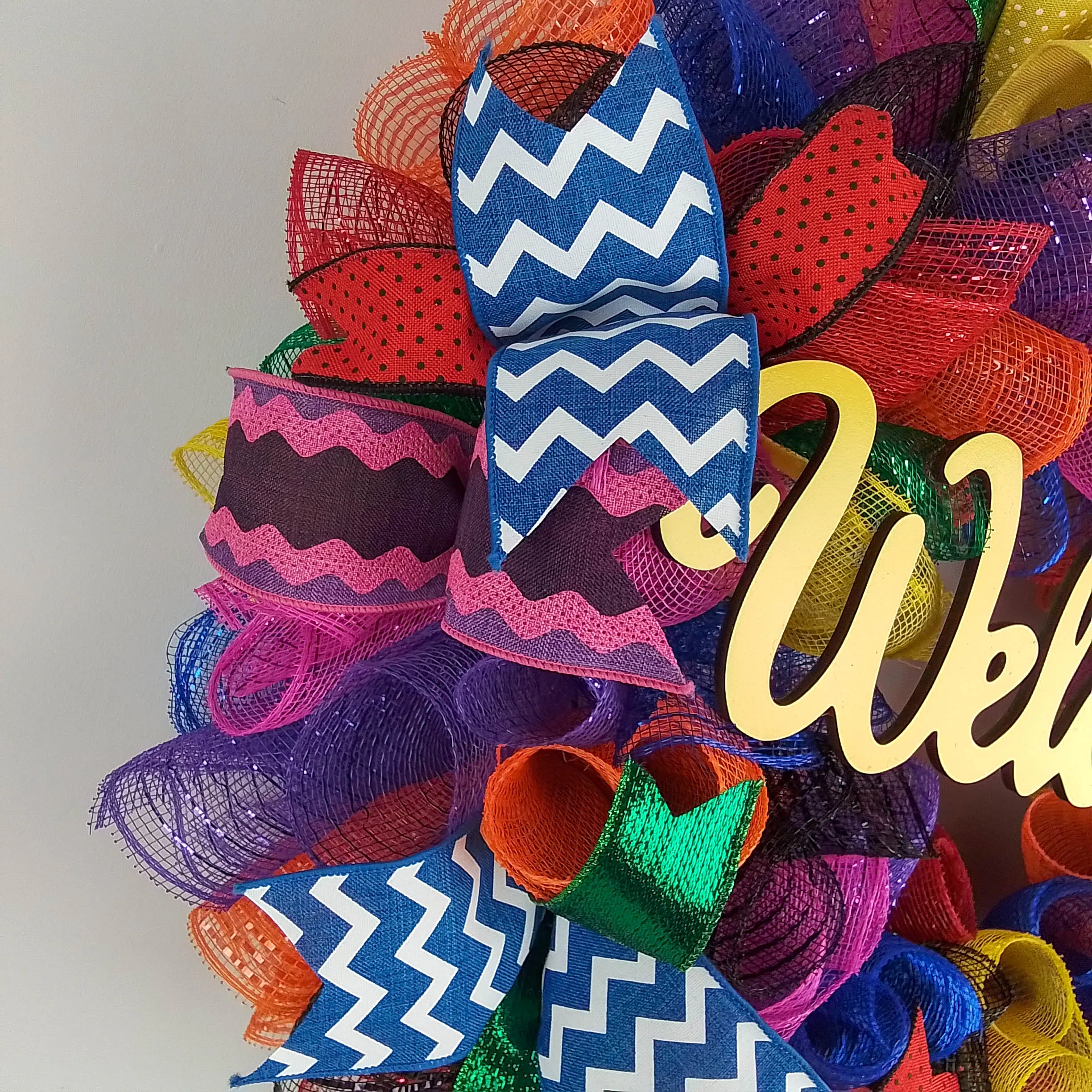 Colorful Welcome Wreath, Multi Colored Wreaths