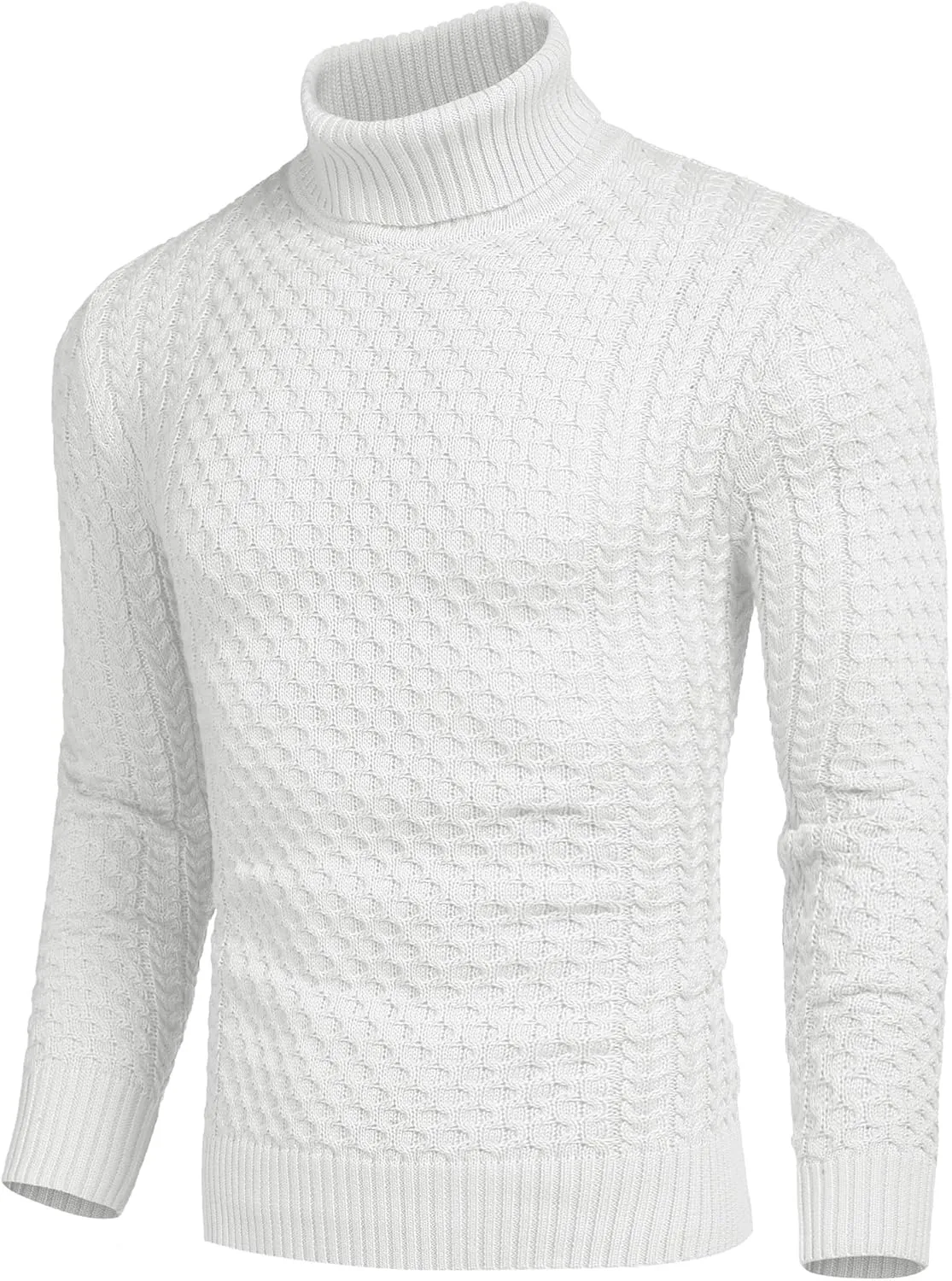 COOFANDY Men's Slim Fit Turtleneck Sweater Casual Knitted Twisted Pullover Solid Sweaters
