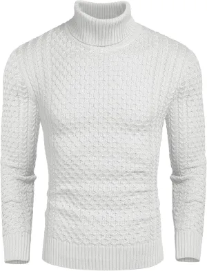 COOFANDY Men's Slim Fit Turtleneck Sweater Casual Knitted Twisted Pullover Solid Sweaters