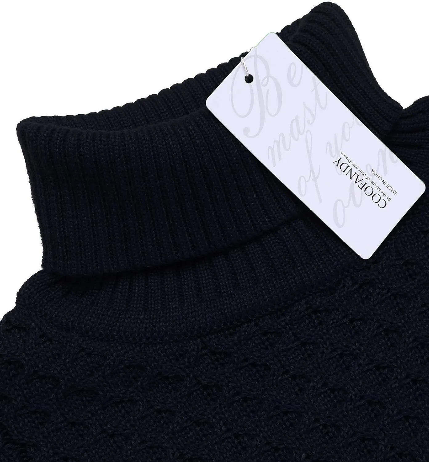 COOFANDY Men's Slim Fit Turtleneck Sweater Casual Knitted Twisted Pullover Solid Sweaters