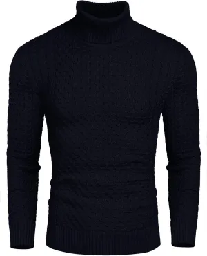 COOFANDY Men's Slim Fit Turtleneck Sweater Casual Knitted Twisted Pullover Solid Sweaters