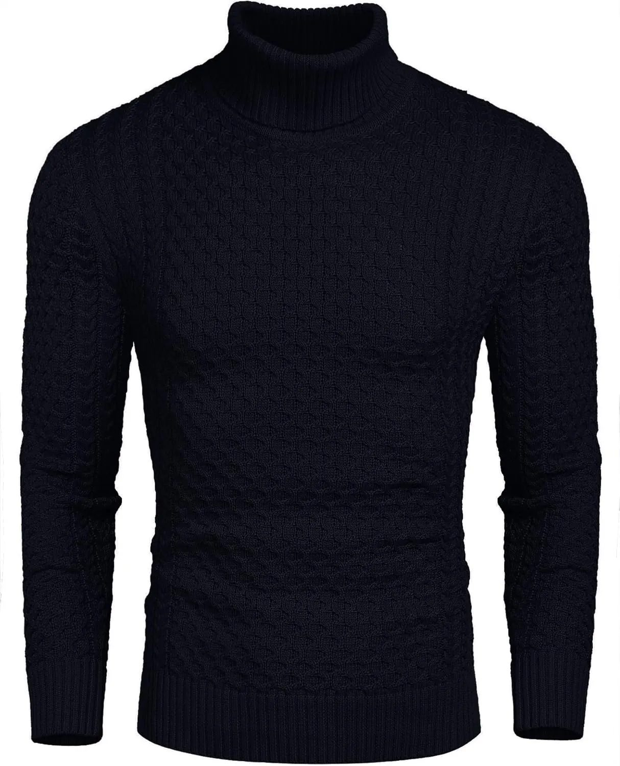 COOFANDY Men's Slim Fit Turtleneck Sweater Casual Knitted Twisted Pullover Solid Sweaters