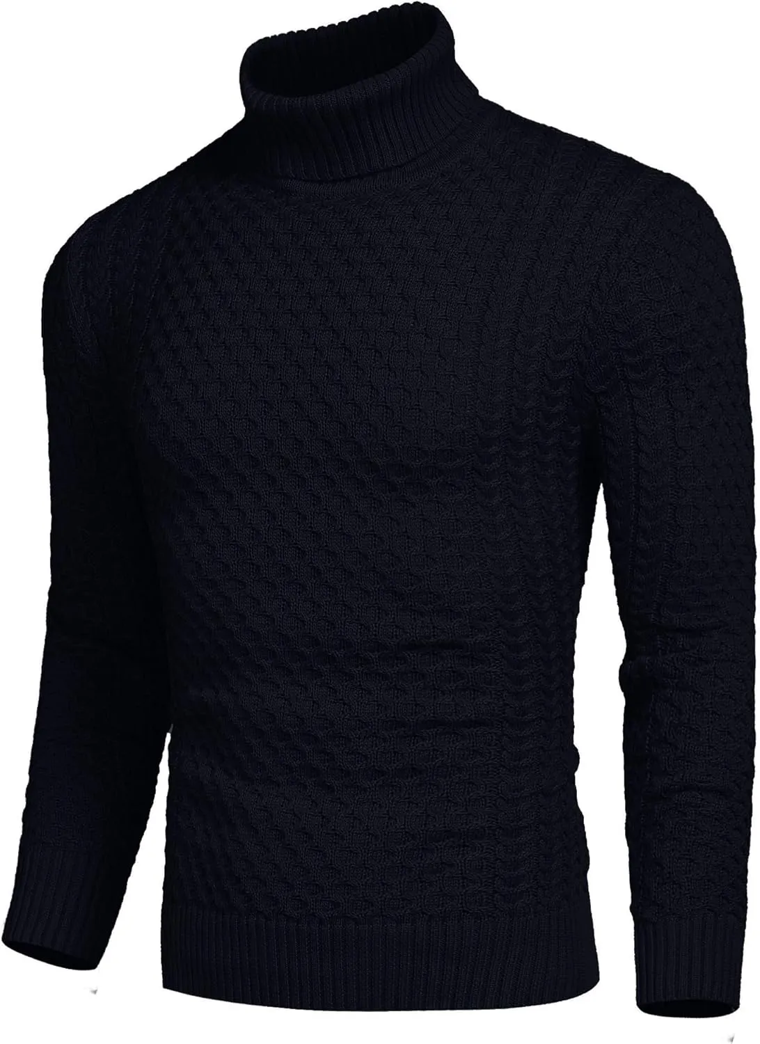 COOFANDY Men's Slim Fit Turtleneck Sweater Casual Knitted Twisted Pullover Solid Sweaters