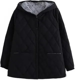 Cotton Jacket Women's Autumn Winter Loose Hooded Coat Thicken Cotton-Padded Parkas Overcoat