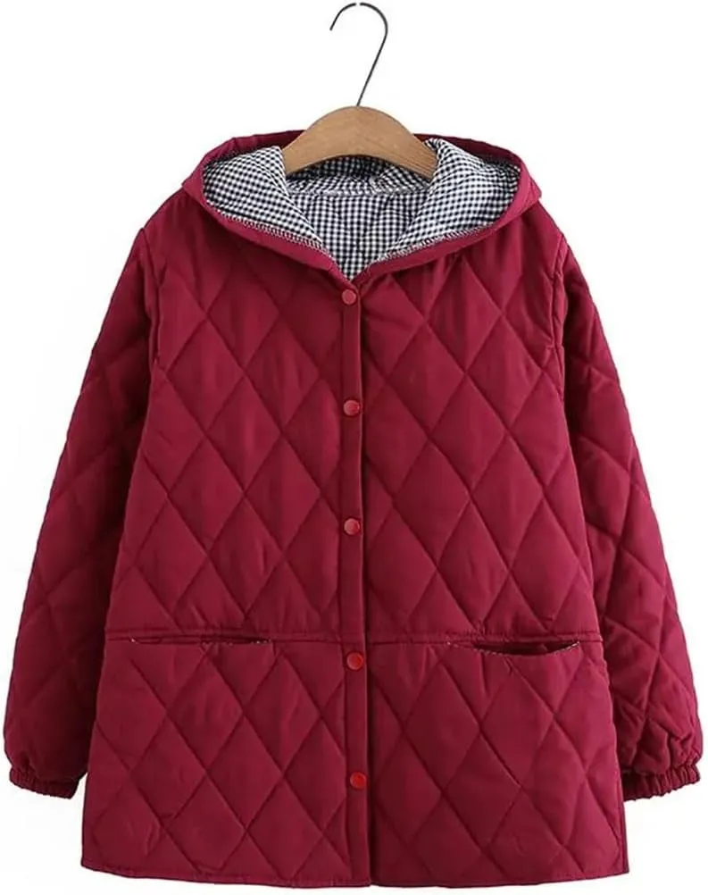 Cotton Jacket Women's Autumn Winter Loose Hooded Coat Thicken Cotton-Padded Parkas Overcoat
