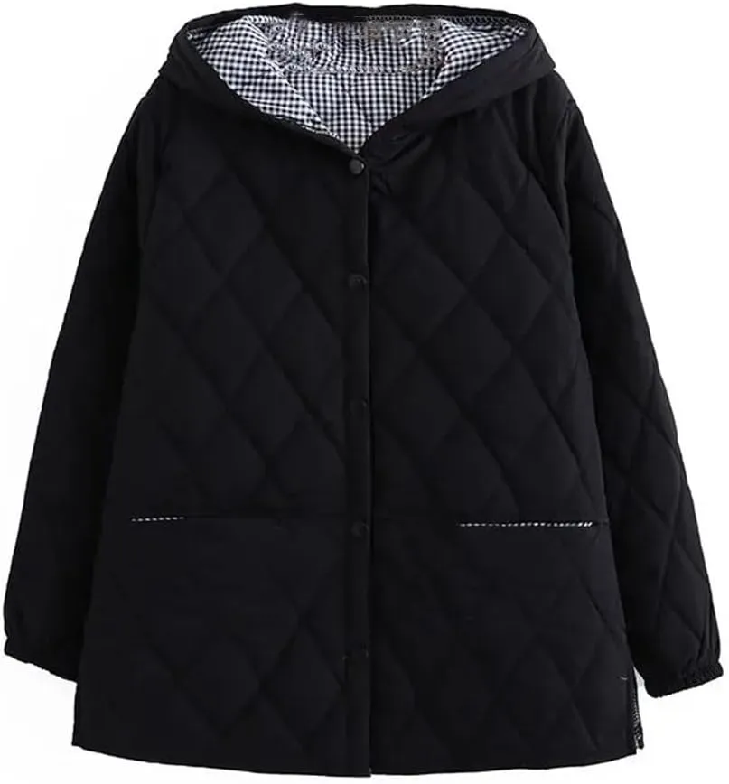 Cotton Jacket Women's Autumn Winter Loose Hooded Coat Thicken Cotton-Padded Parkas Overcoat